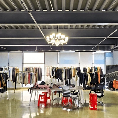 Sample development fitting room at KlenidiSuit garment factory